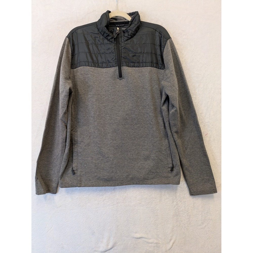 Eddie Bauer Men's‎ Size M Gray Fleece Quilted Pullover 1/4 Zip